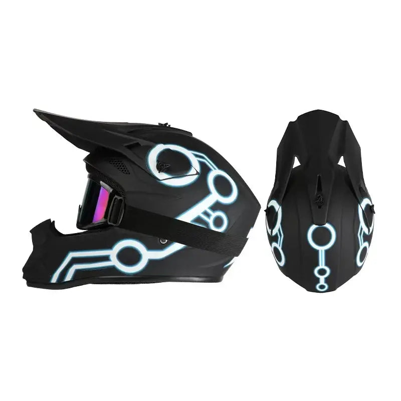 Off road motorcycle helmet rally downhill full helmet riding with goggles suitable for all seasons for men women and children PowerGlide Motors & Accessories