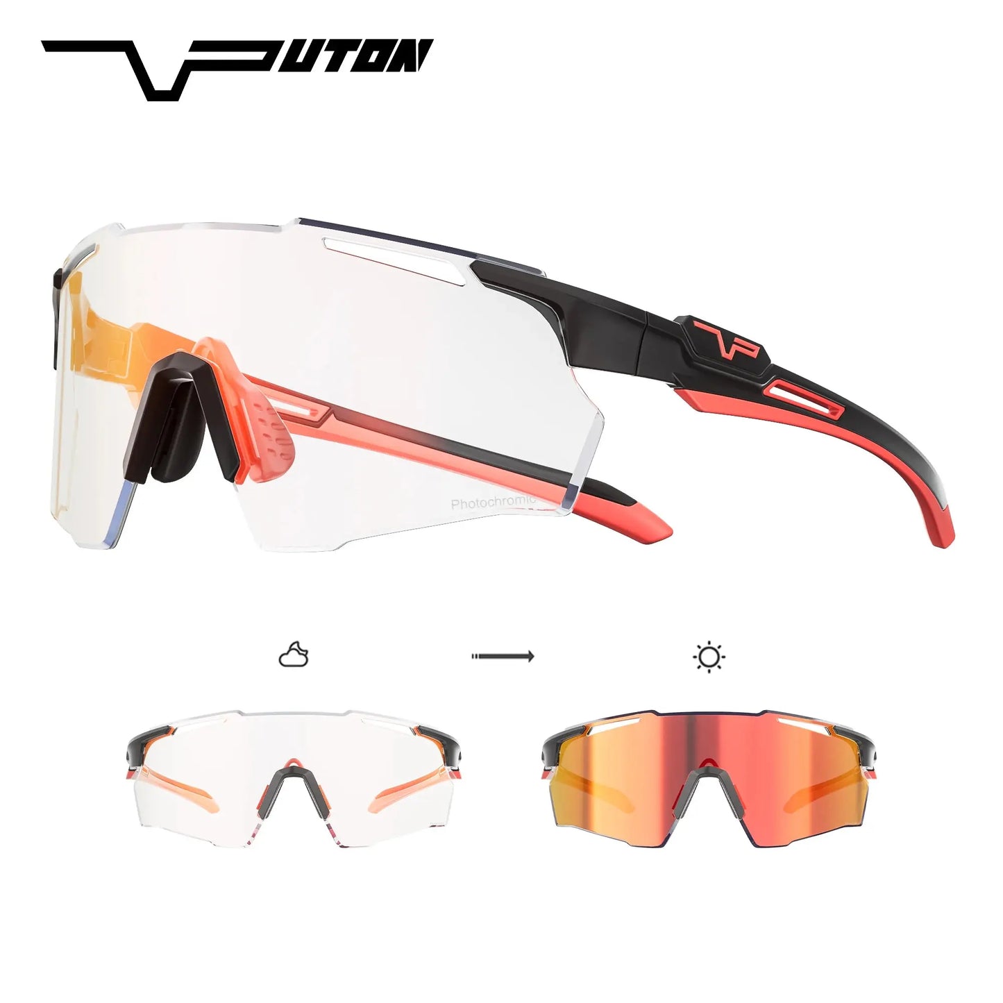 PUTON Photochromic Cycling Glasses Outdoor Running Sunglasses Men Women MTB Road Bike Glasses Fashion Hiking Drive Sunglasses PowerGlide Motors & Accessories