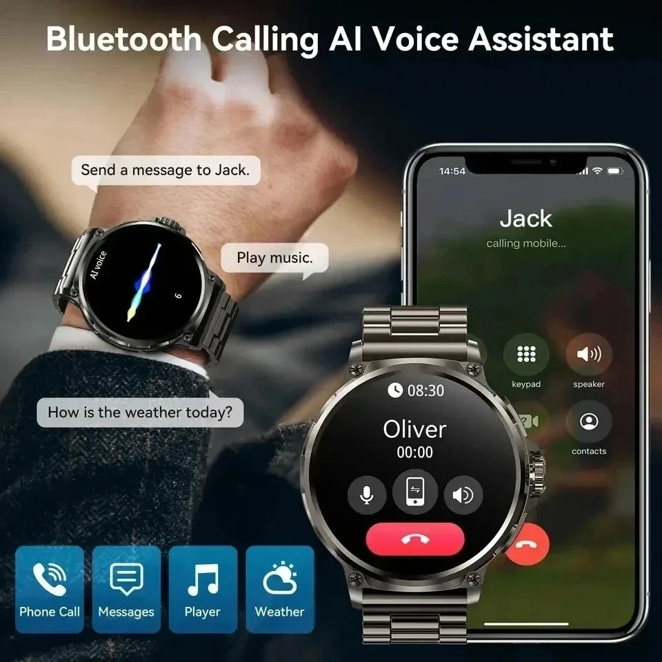 New 1.85-inch ultra AMOLED smartwatch, GPS track, HD Bluetooth call; 710 mah large battery 400+ dial, suitable for Huawei Xiaomi