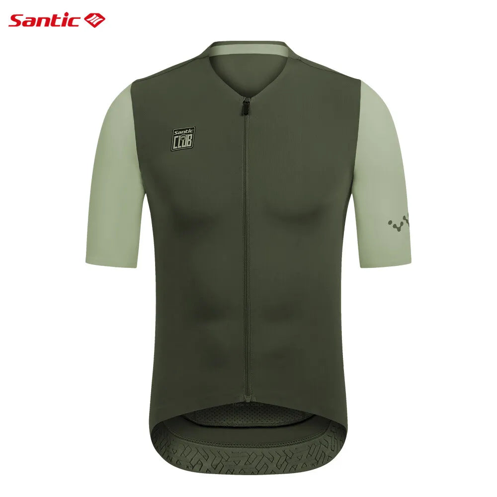 Santic Cycling Jerseys Men Short Sleeve Professional Breathable Powerband Reflective Quick Dry WM24C02237