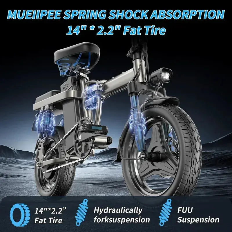 E-bike, multiple configuration options 400W motor 48V 30AH capacity, worry-free, safe and comfortable electric bicycle PowerGlide Motors & Accessories