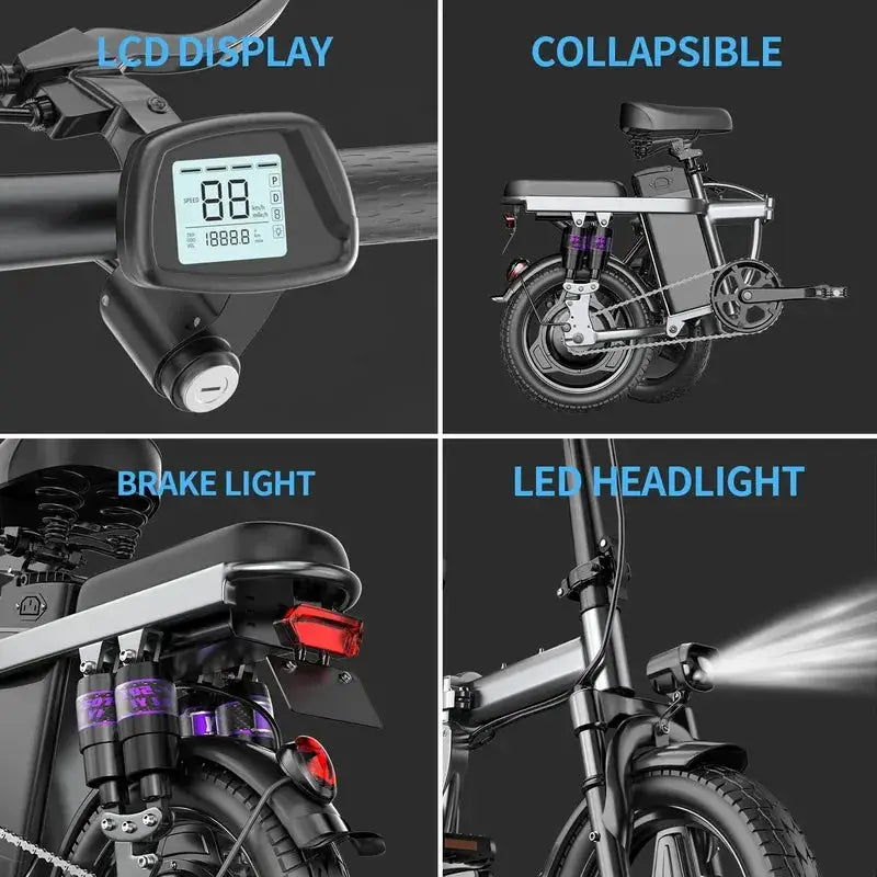 E-bike, multiple configuration options 400W motor 48V 30AH capacity, worry-free, safe and comfortable electric bicycle PowerGlide Motors & Accessories