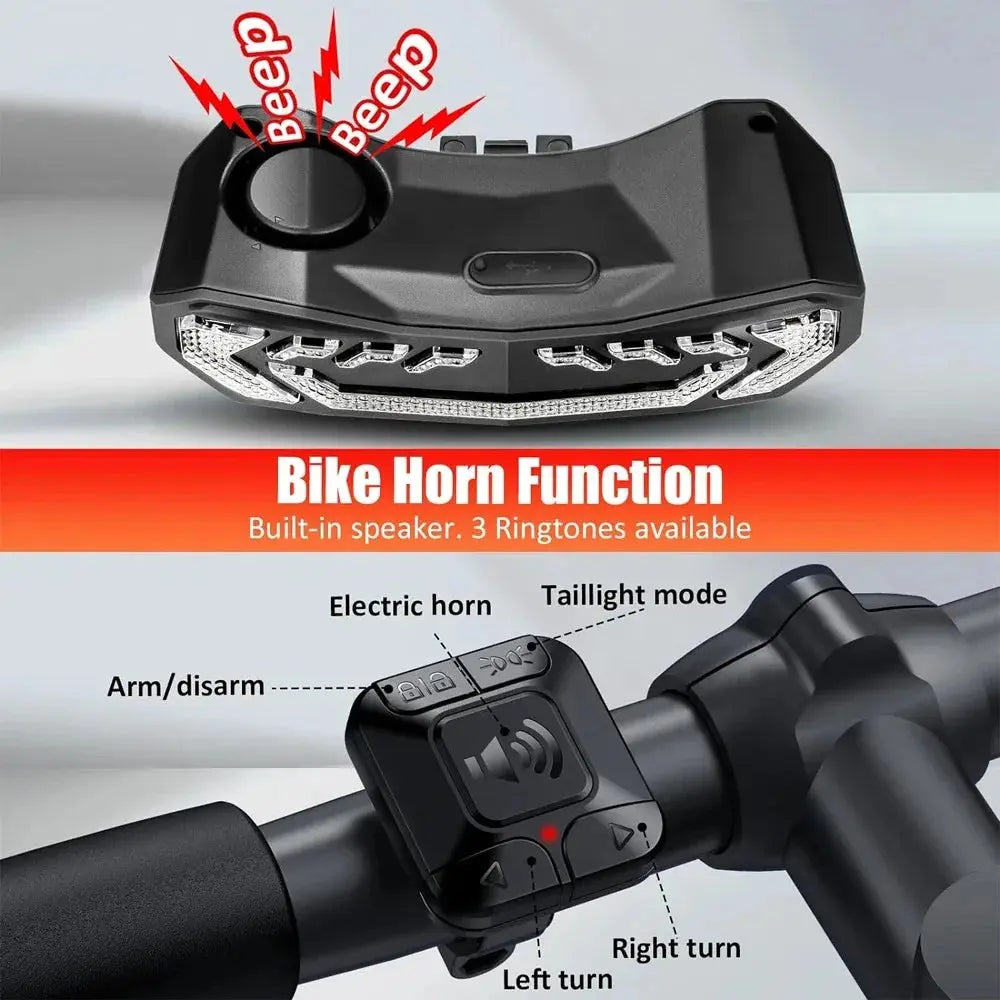 Wireless Bicycle Alarm Rear Tail Light With Turn Signal IP65 Waterproof USB Charging Bike Brake Sensor Taillight With Bracket PowerGlide Motors & Accessories