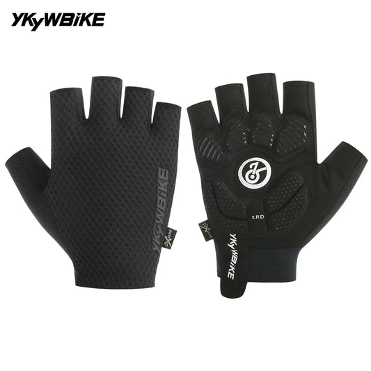 YKYWBIKE Cycling Gloves Unisex Half Finger PORON XRD Summer Breathable Shock Absorbing Bicycle Outdoors Road Bike Gloves