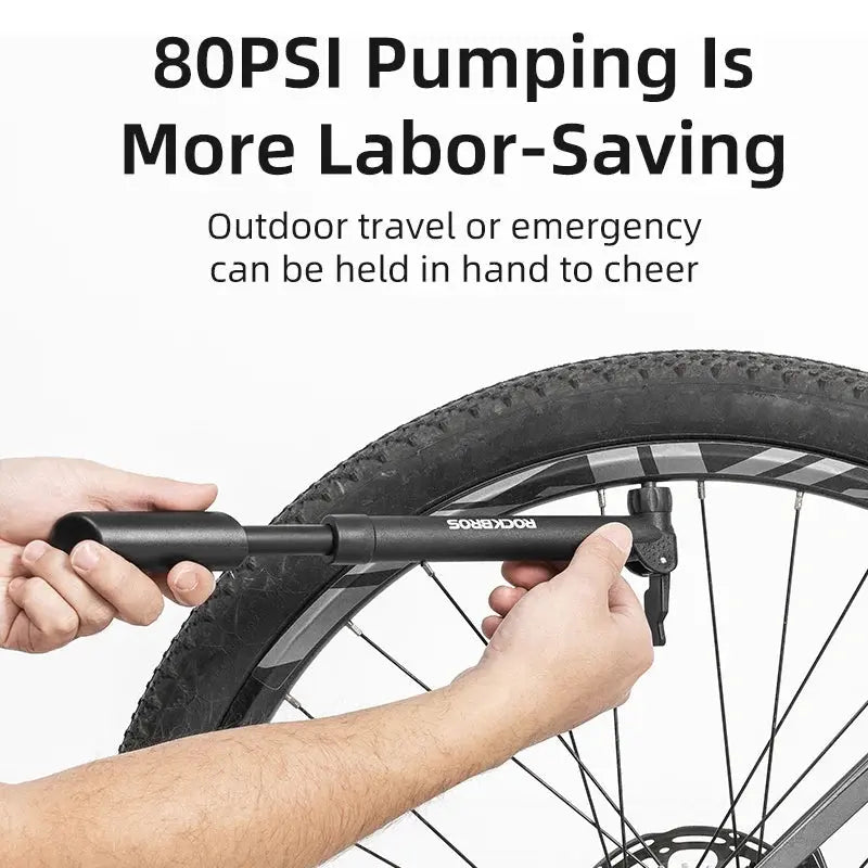 ROCKBROS Bike Pump 80PSI Schrader Presta Valve Bicyle Pump MTB Road Mini Portable Air Inflator nylon Cycling Pump Accessories PowerGlide Motors & Accessories