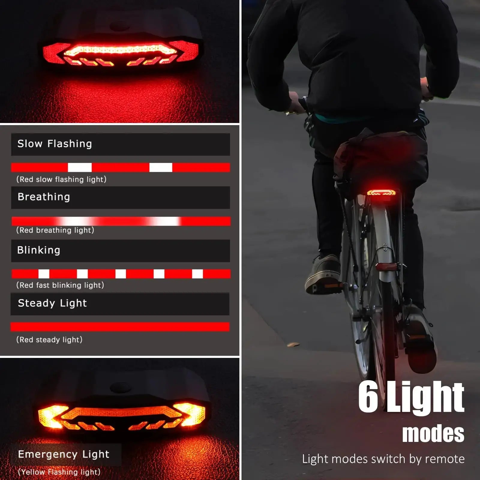 Rockbye Smart Bike Light Wireless Remote Control Bicycle Tail Light MTB Road Laser Turn Signal Cycling Lamp USB LED Rear Light PowerGlide Motors & Accessories