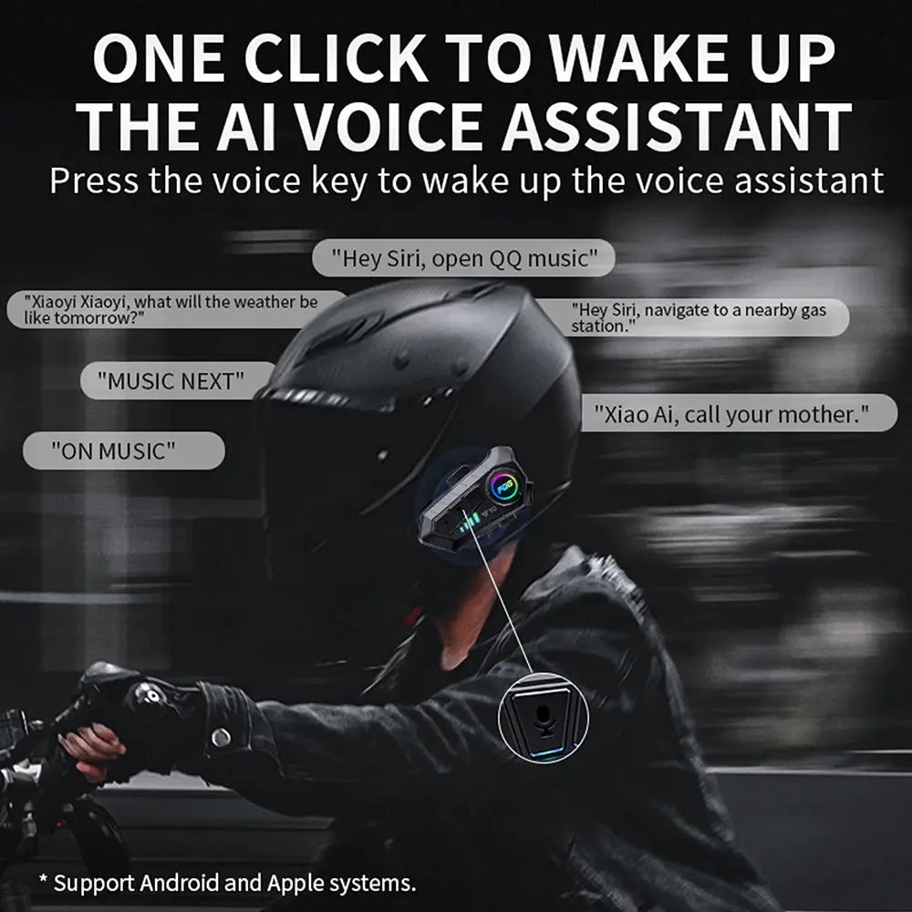 Bluetooth 5.3 Helmet Headset Wireless Hands-free Call Phone Kit Motorcycle Waterproof Earphone MP3 Music Player Speaker for Moto PowerGlide Motors & Accessories