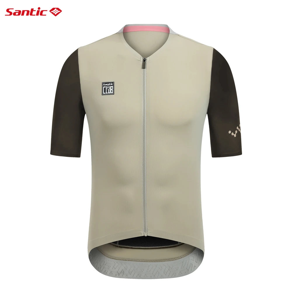 Santic Cycling Jerseys Men Short Sleeve Professional Breathable Powerband Reflective Quick Dry WM24C02237