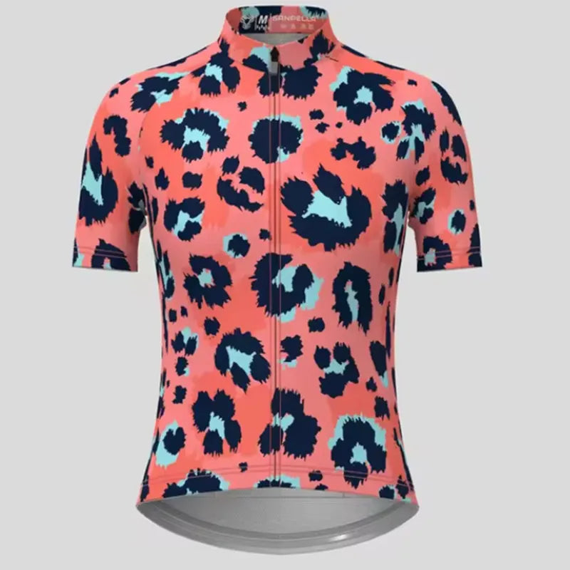 Men's Short Sleeve Bicycle Leopard print, MTB Cycling Clothing, Bike Uniform, Cycle Shirt, Racing Cycling Jersey Set, Summer