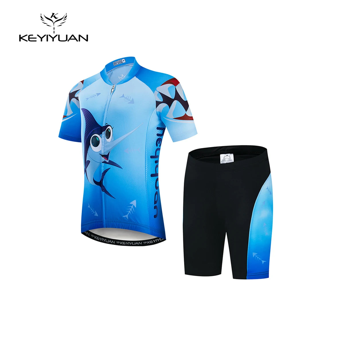 KEYIYUAN 2024 Summer Little Cute Short Sleeve Cycling Jersey Suit Child Bicycle Ride Clothing Kids Road Bike Sport Clothes