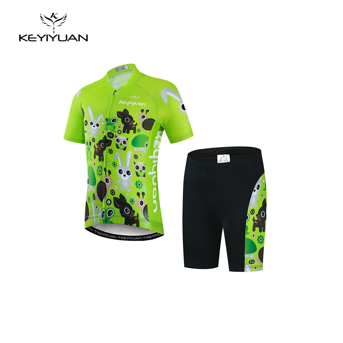 KEYIYUAN 2024 Summer Little Cute Short Sleeve Cycling Jersey Suit Child Bicycle Ride Clothing Kids Road Bike Sport Clothes