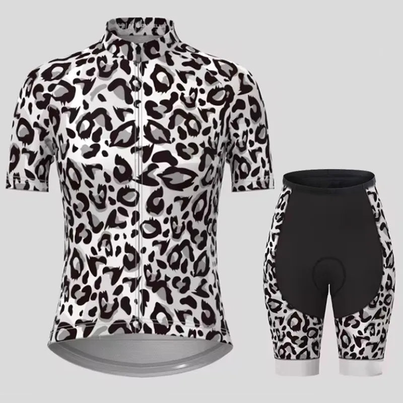Men's Short Sleeve Bicycle Leopard print, MTB Cycling Clothing, Bike Uniform, Cycle Shirt, Racing Cycling Jersey Set, Summer