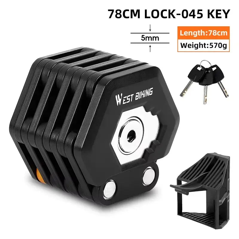 WEST BIKING Foldable Bicycle Lock MTB Road Bike Hamburg Lock High Security Anti-Theft Electric Scooter E-Bike Cycling Chain Lock PowerGlide Motors & Accessories