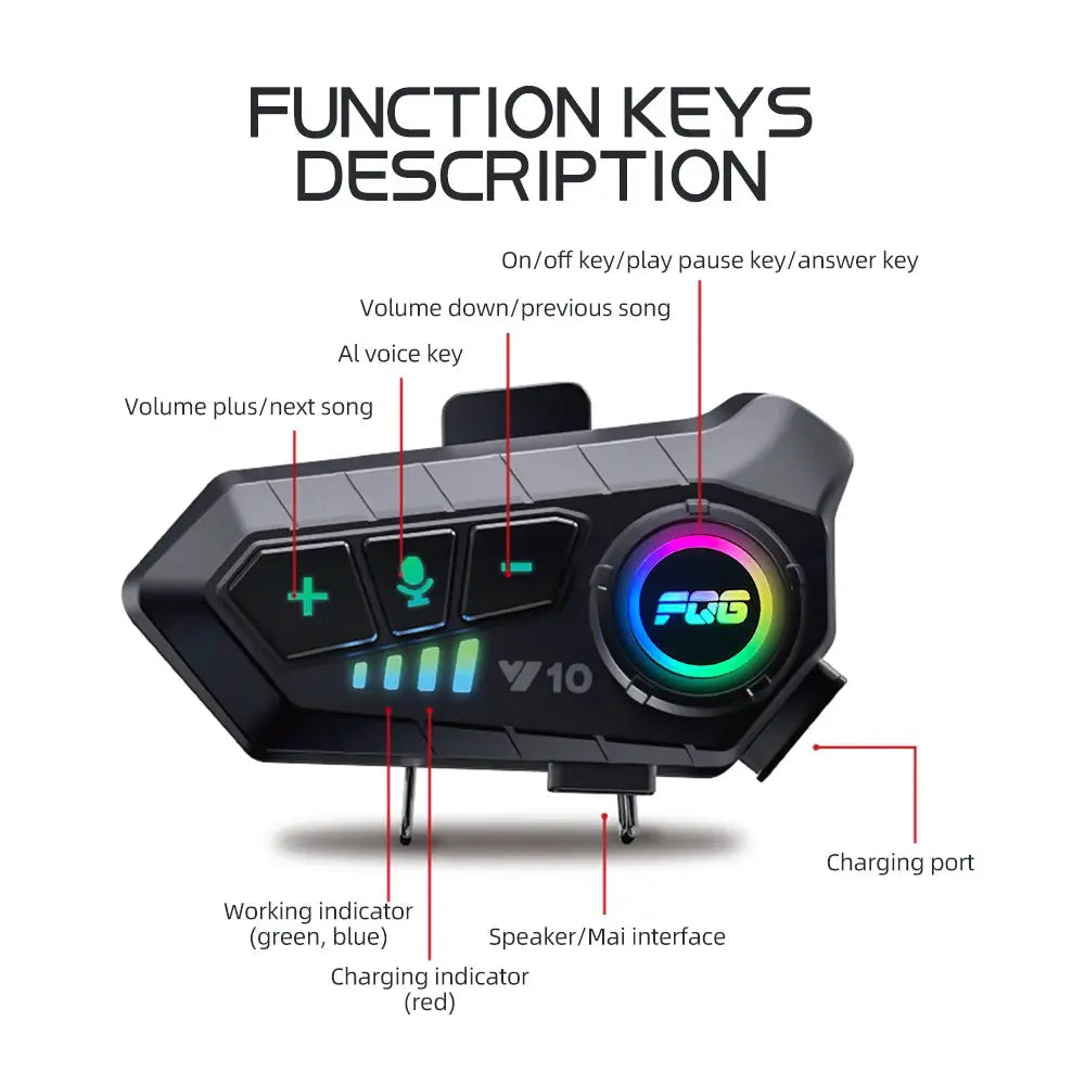 Bluetooth 5.3 Helmet Headset Wireless Hands-free Call Phone Kit Motorcycle Waterproof Earphone MP3 Music Player Speaker for Moto PowerGlide Motors & Accessories