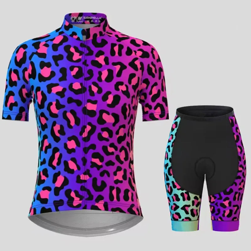 Men's Short Sleeve Bicycle Leopard print, MTB Cycling Clothing, Bike Uniform, Cycle Shirt, Racing Cycling Jersey Set, Summer