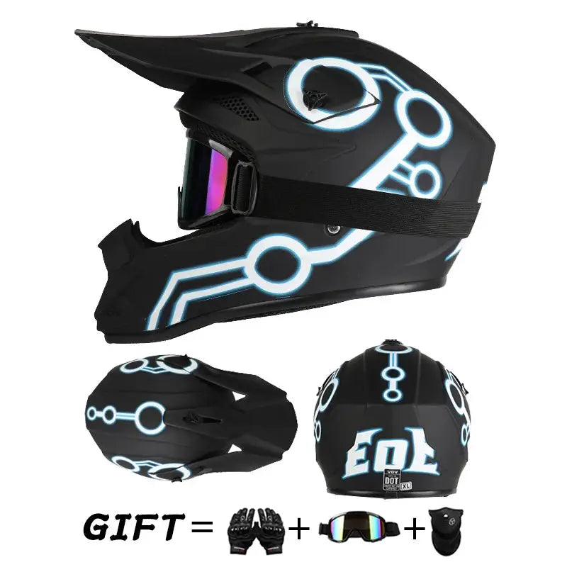 Off road motorcycle helmet rally downhill full helmet riding with goggles suitable for all seasons for men women and children PowerGlide Motors & Accessories