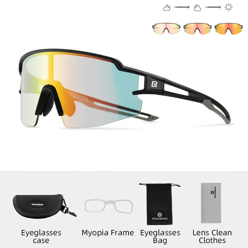 ROCKBROS Photochromic Cycling Glasses Men Women Outdoor Sports Hiking Sunglasses Photochromic Eyewear MTB Road Bicycle Goggles PowerGlide Motors & Accessories