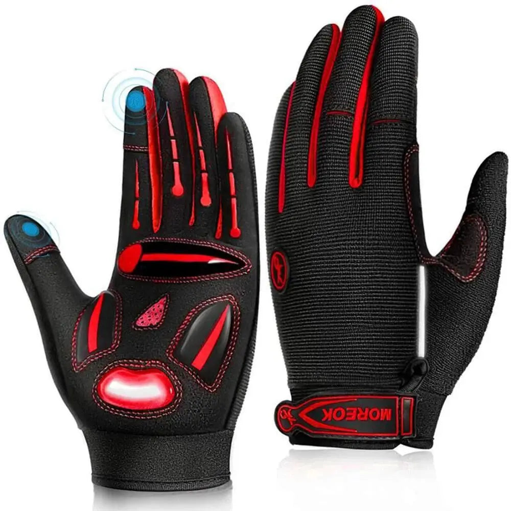 MOREOK Cycling Gloves Full Finger Bike Gloves 5MM Liquid Gel Pad Anti-Slip Shock-Absorbing Touchscreen Bicycle Gloves Men Women PowerGlide Motors & Accessories