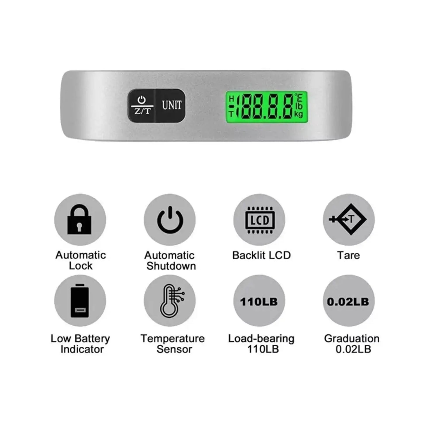 Luggage Scale 110lb 50kg Digital Handheld Portable Hanging Baggage Scale for Travel Suitcase Weight Scale PowerGlide Motors & Accessories