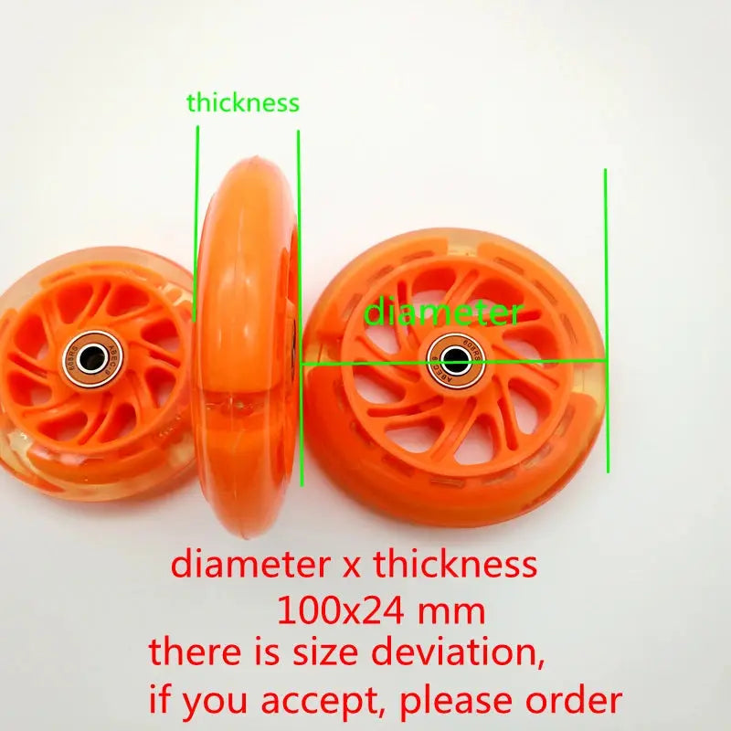 children scooter wheel flashing lighting wheel 80MM 100mm 120mm PU wheel for children scooter PowerGlide Motors & Accessories