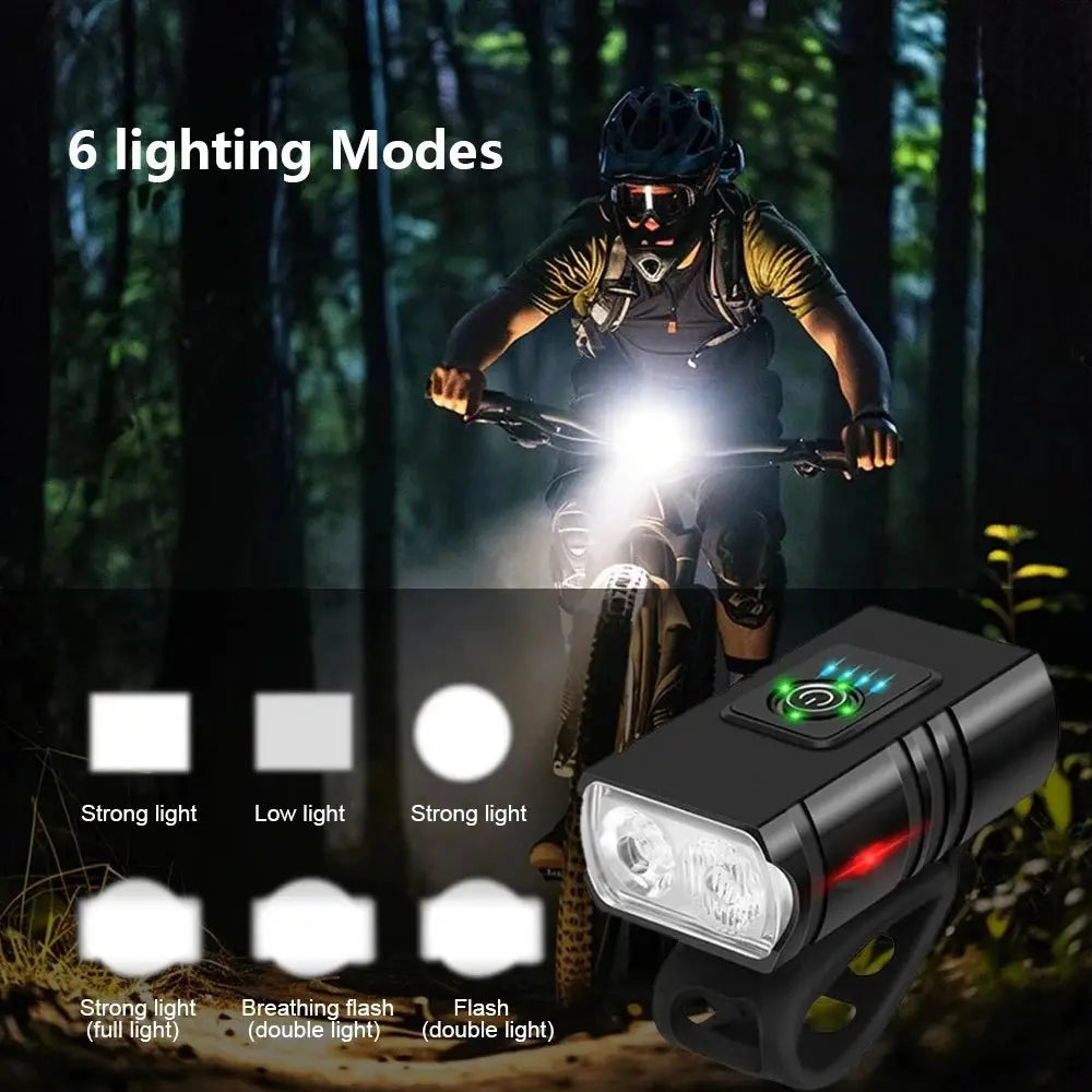 LED Bicycle Front Light Type-C Rechargeable Bicycle Headlight MTB Road Bike Headlamp Easy to Install Cycling Accessories PowerGlide Motors & Accessories