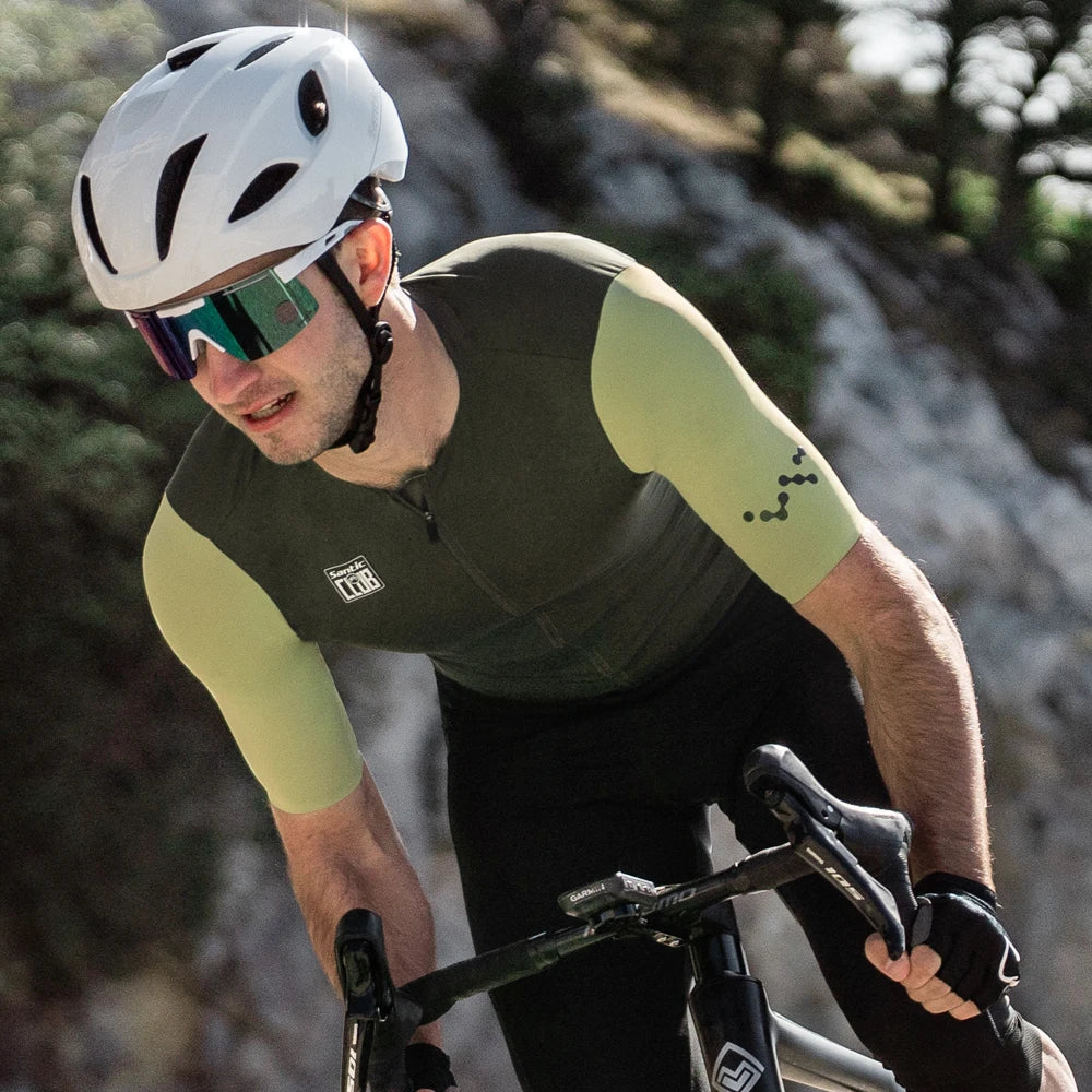 Santic Cycling Jerseys Men Short Sleeve Professional Breathable Powerband Reflective Quick Dry WM24C02237
