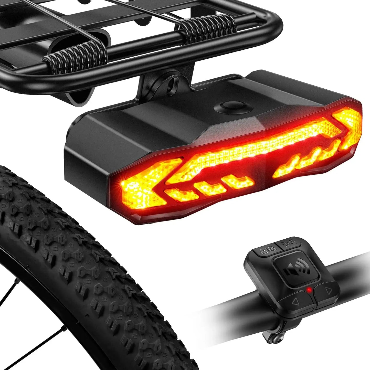 Rockbye Smart Bike Light Wireless Remote Control Bicycle Tail Light MTB Road Laser Turn Signal Cycling Lamp USB LED Rear Light PowerGlide Motors & Accessories