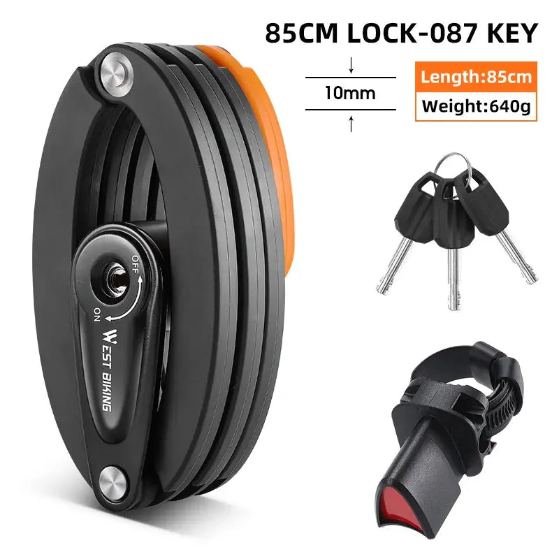 WEST BIKING Foldable Bicycle Lock MTB Road Bike Hamburg Lock High Security Anti-Theft Electric Scooter E-Bike Cycling Chain Lock PowerGlide Motors & Accessories