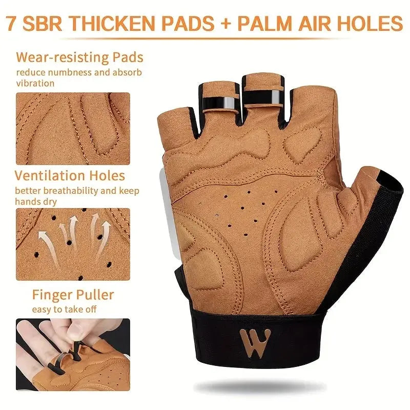 Cycling Gloves, Half-finger, Bicycle, Motorcycle, Bicycle Cycling Gloves, Anti-slip Half-Finger Gloves For Autumn And Winter PowerGlide Motors & Accessories