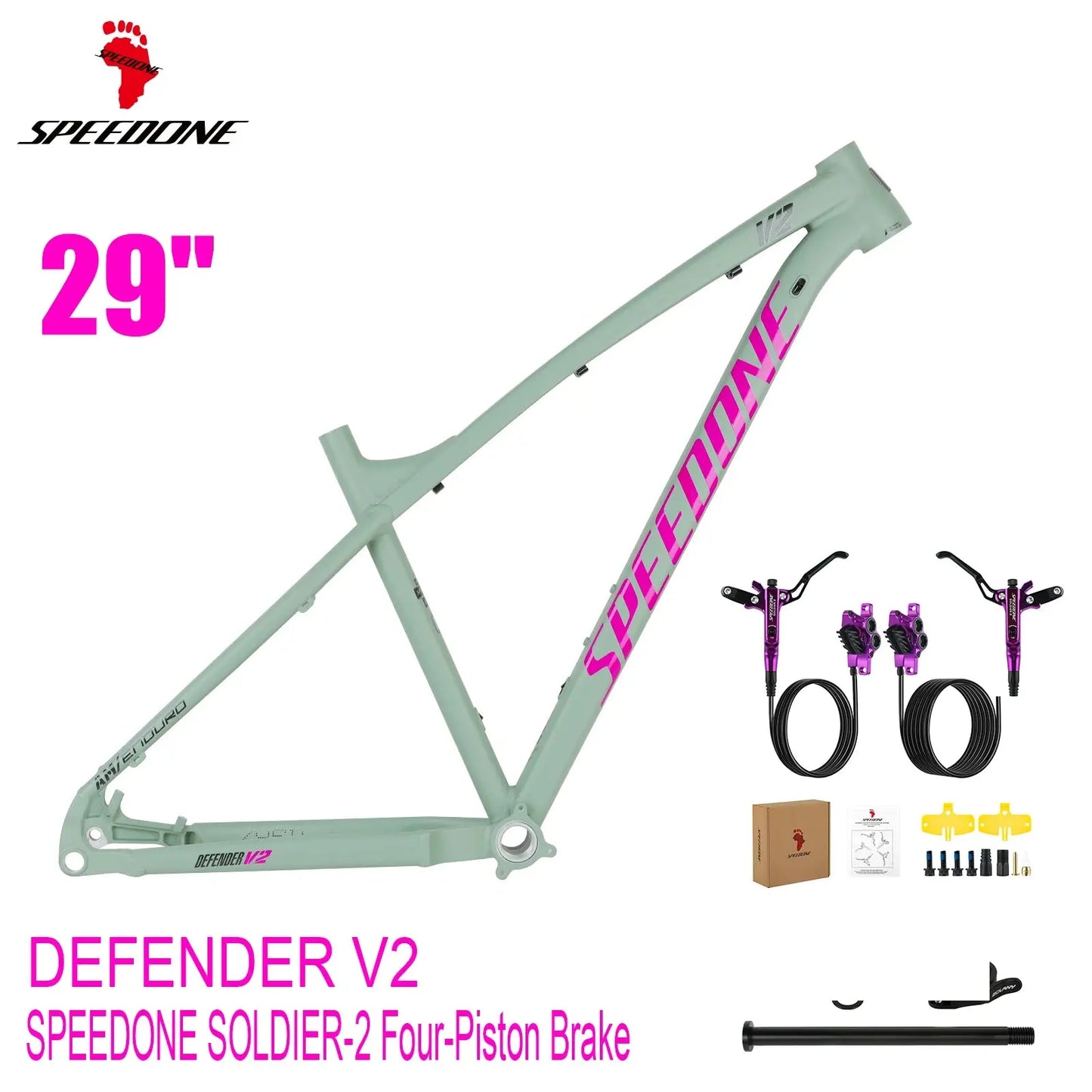SPEEDONE DEFENDER V2 MTB AM Frame 29er Disc Brake Compatibility 12x148mm Boost All-Mountain Aluminum Alloy Bicycle Frame PowerGlide Motors & Accessories