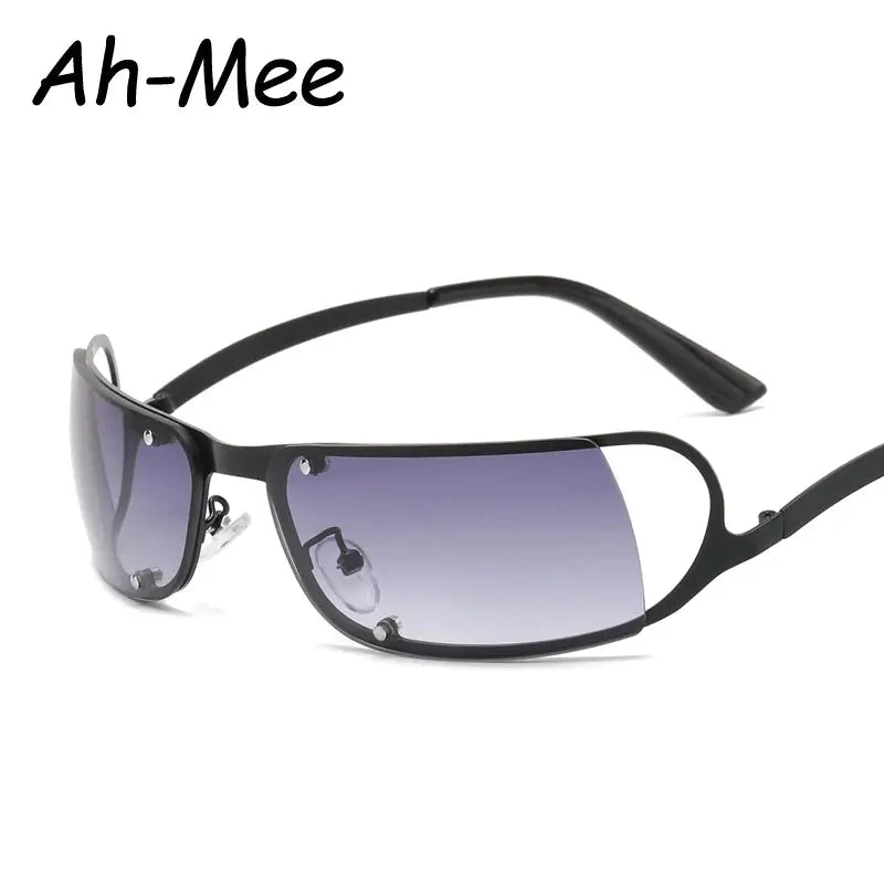 Cycling Fashion Rimless Y2K Sunglasses Women Men Trendy 2000'S Wrap Around Sun Glasses Punk Goggles Rectangle Sports Shades PowerGlide Motors & Accessories