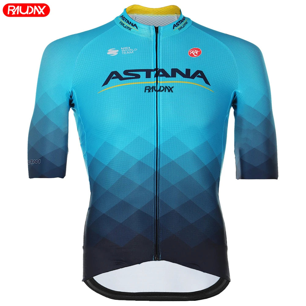 ASTANA Raudax Short Sleeve Cycling Jersey TdF 2024 Cycling Set Racing Bicycle Clothing Suit Breathable Mountain Bike Clothes