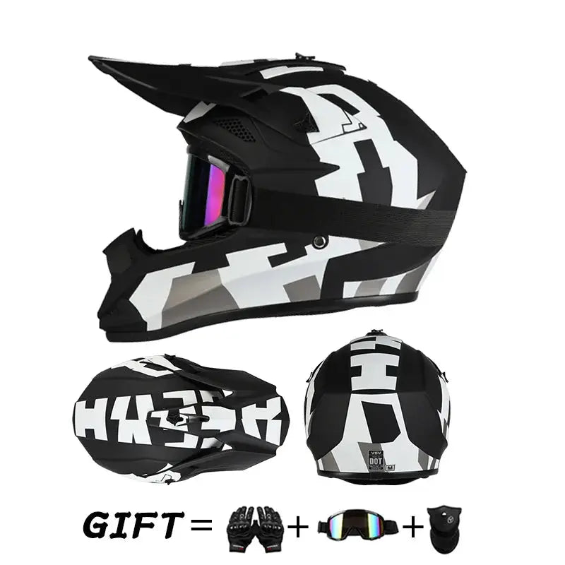 Off road motorcycle helmet rally downhill full helmet riding with goggles suitable for all seasons for men women and children PowerGlide Motors & Accessories