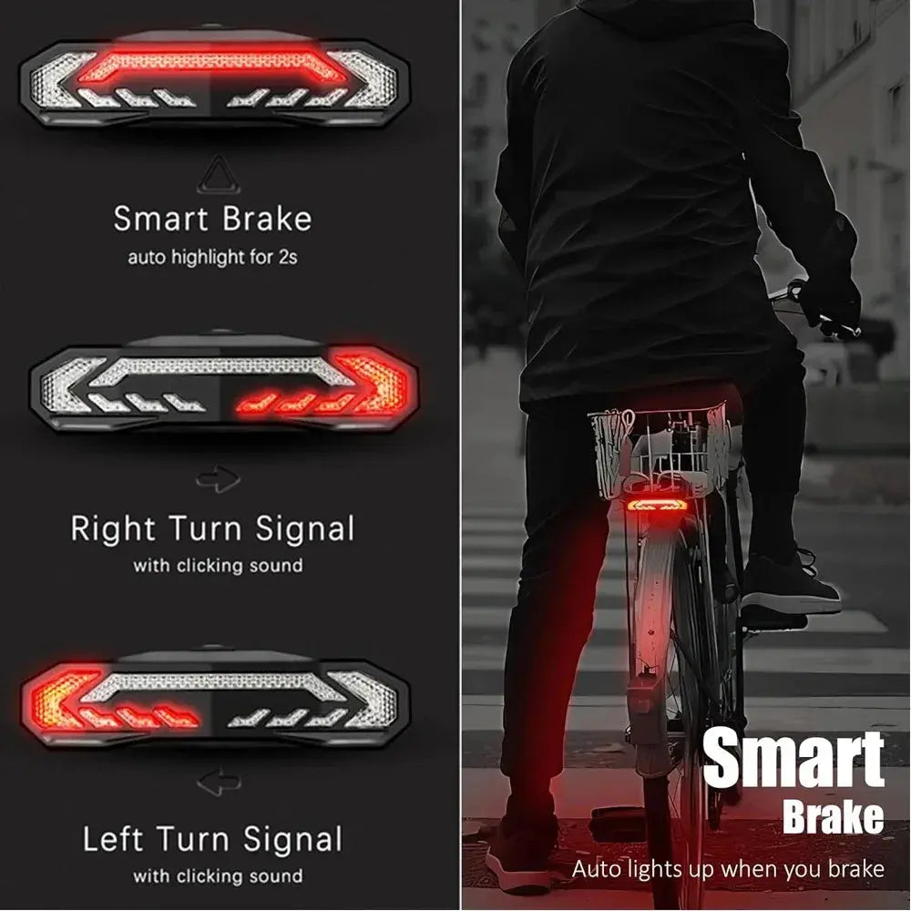 Wireless Bicycle Alarm Rear Tail Light With Turn Signal IP65 Waterproof USB Charging Bike Brake Sensor Taillight With Bracket PowerGlide Motors & Accessories