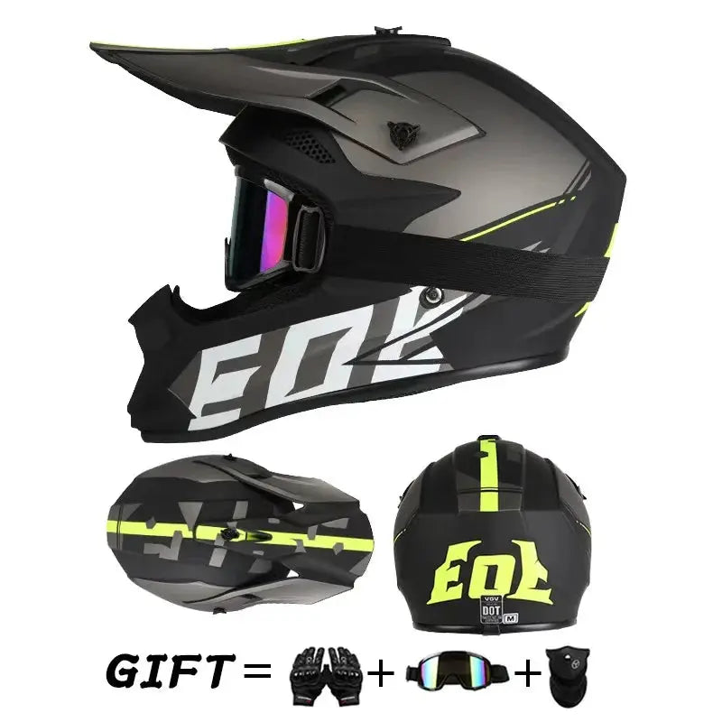 Off road motorcycle helmet rally downhill full helmet riding with goggles suitable for all seasons for men women and children PowerGlide Motors & Accessories