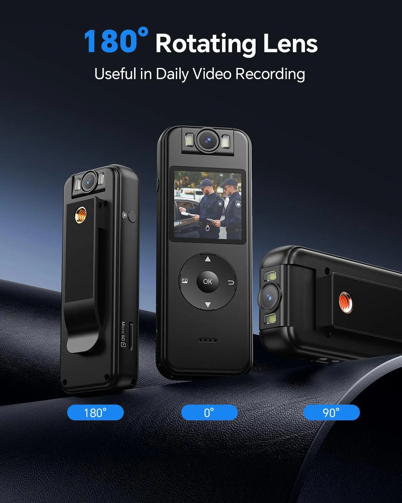 BOBLOV A27 2K Body Worn Camera 64G WiFi Mini Camera 4 Hrs Video Shooting Small Camcorder with 180°Rotatable Lens Battery Camera