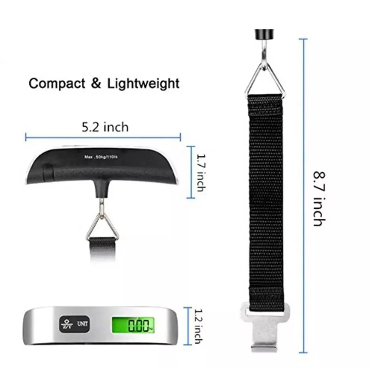 Luggage Scale 110lb 50kg Digital Handheld Portable Hanging Baggage Scale for Travel Suitcase Weight Scale PowerGlide Motors & Accessories