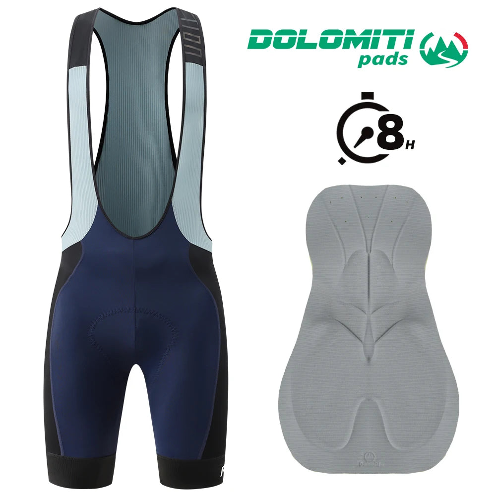RION Men's Cycling Bib Shorts Bicycle Clothes Bike Tights Outdoor Sports High Density Pad DOLOMITI Long Distance Riding 8 Hours
