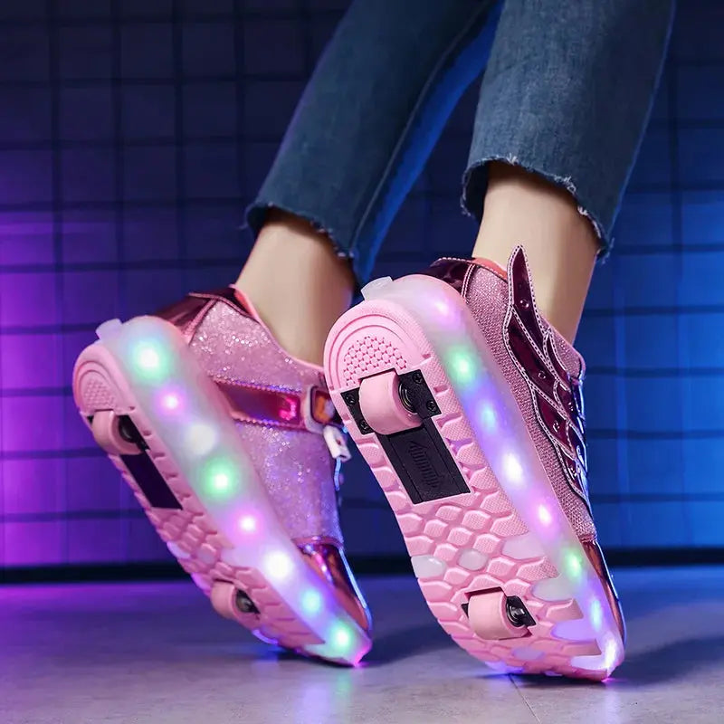Sneakers Roller Shoes Outdoor Deformation Parkour Skates Dual-Use Children Girls Boys Adult Men Women Unisex Roller Skates PowerGlide Motors & Accessories