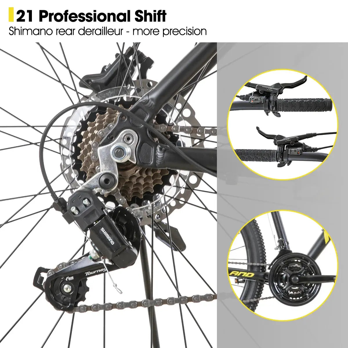 Hiland Aluminum Mountain Bike 21 Speeds, Hydraulic Disc-Brakes, Lock-Out Suspension Fork, 27.5 inch Wheel, Bike for Men Mens PowerGlide Motors & Accessories