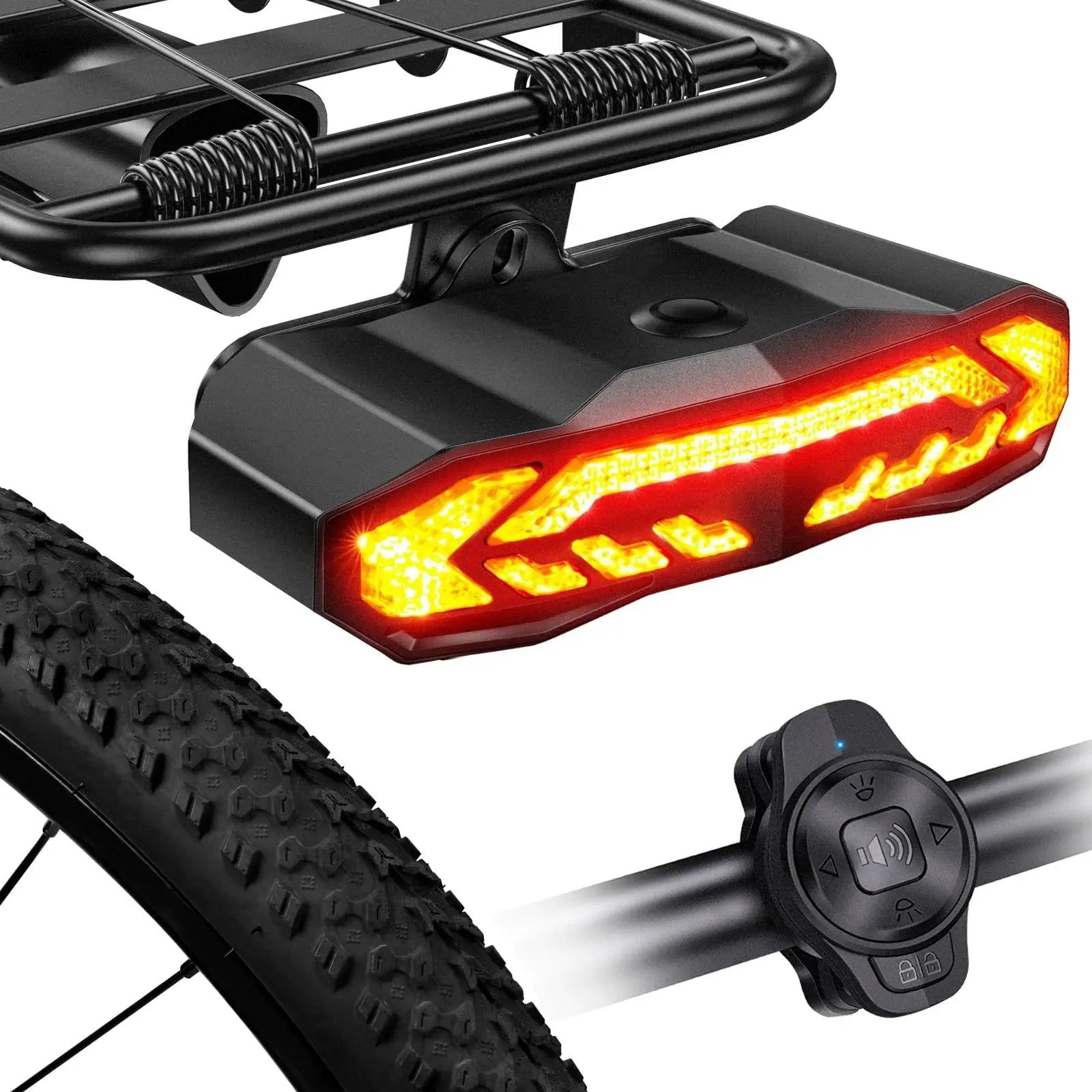 Rockbye Smart Bike Light Wireless Remote Control Bicycle Tail Light MTB Road Laser Turn Signal Cycling Lamp USB LED Rear Light PowerGlide Motors & Accessories