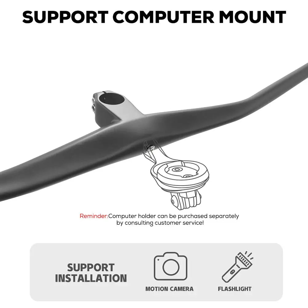 ULLICYC New Carbon One-shaped Integrated MTB Handlebar Bicycle Cockpit With Stem 40mm 50mm 60mm 70mm Supports computer mount PowerGlide Motors & Accessories