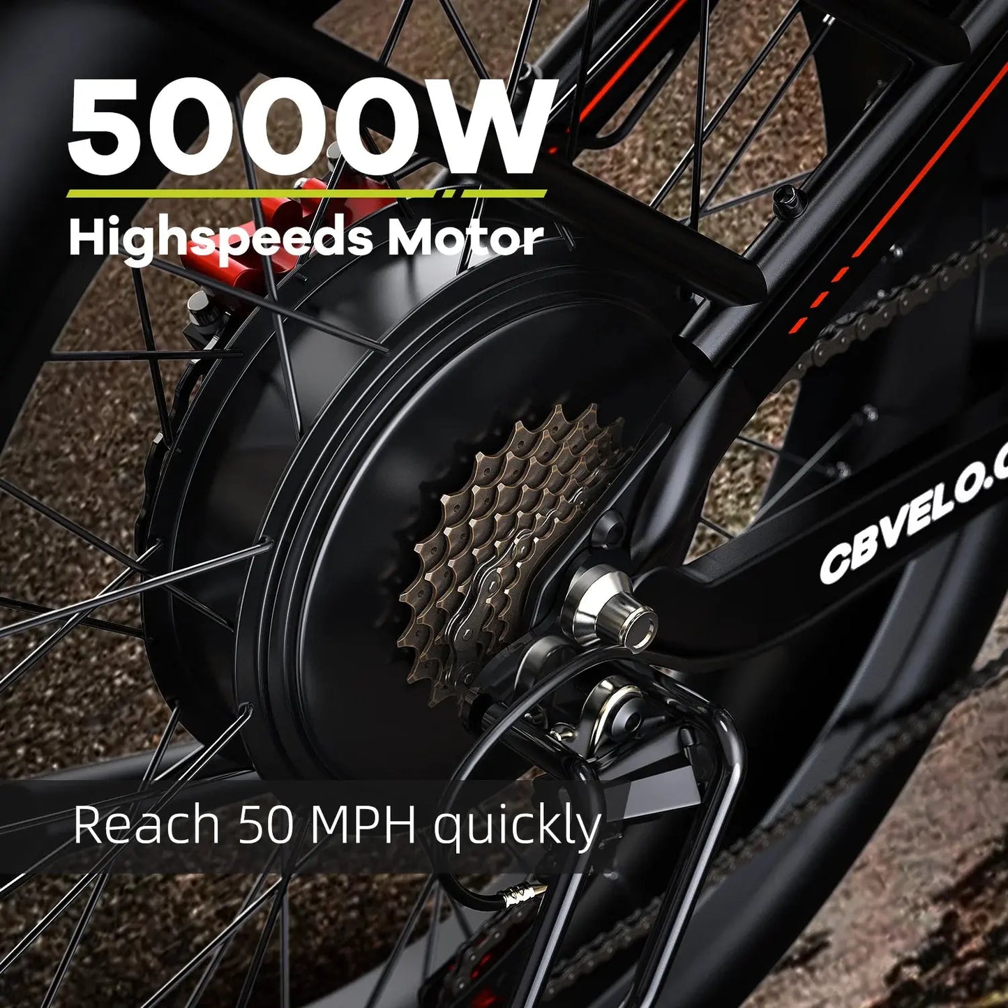 Cybervelo Strong Power Ebike, 5000W Motor Off Road Electric Bike, 100 Miles Long Range, 26"x4.0” Fat Tire, 40Ah Big Battery EK9 PowerGlide Motors & Accessories