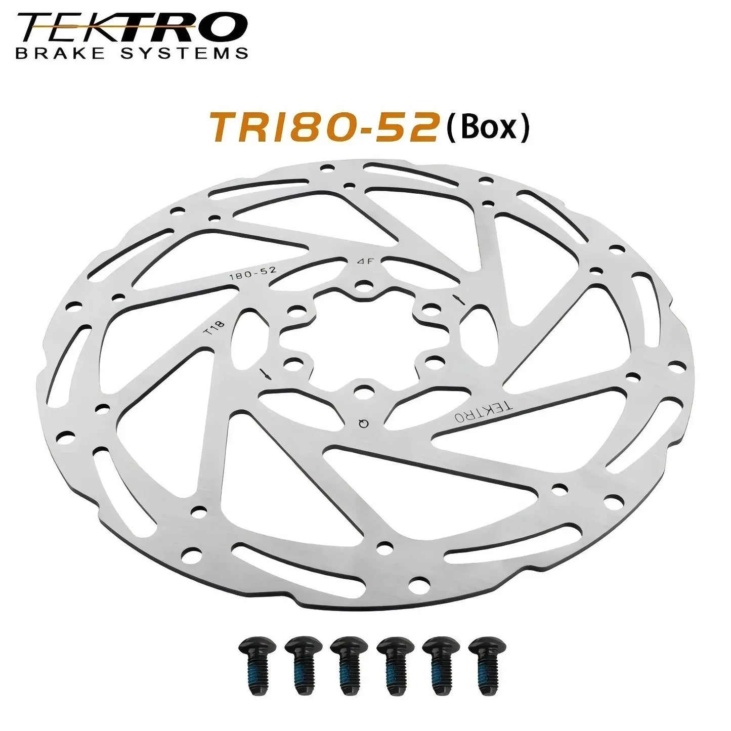 TEKTRO Disc Brake Rotor 6-Bolt TR160/TR180/TR203 160/180/203mm Stainless Steel Lightweight Dissipation Polygonal Design Screws PowerGlide Motors & Accessories