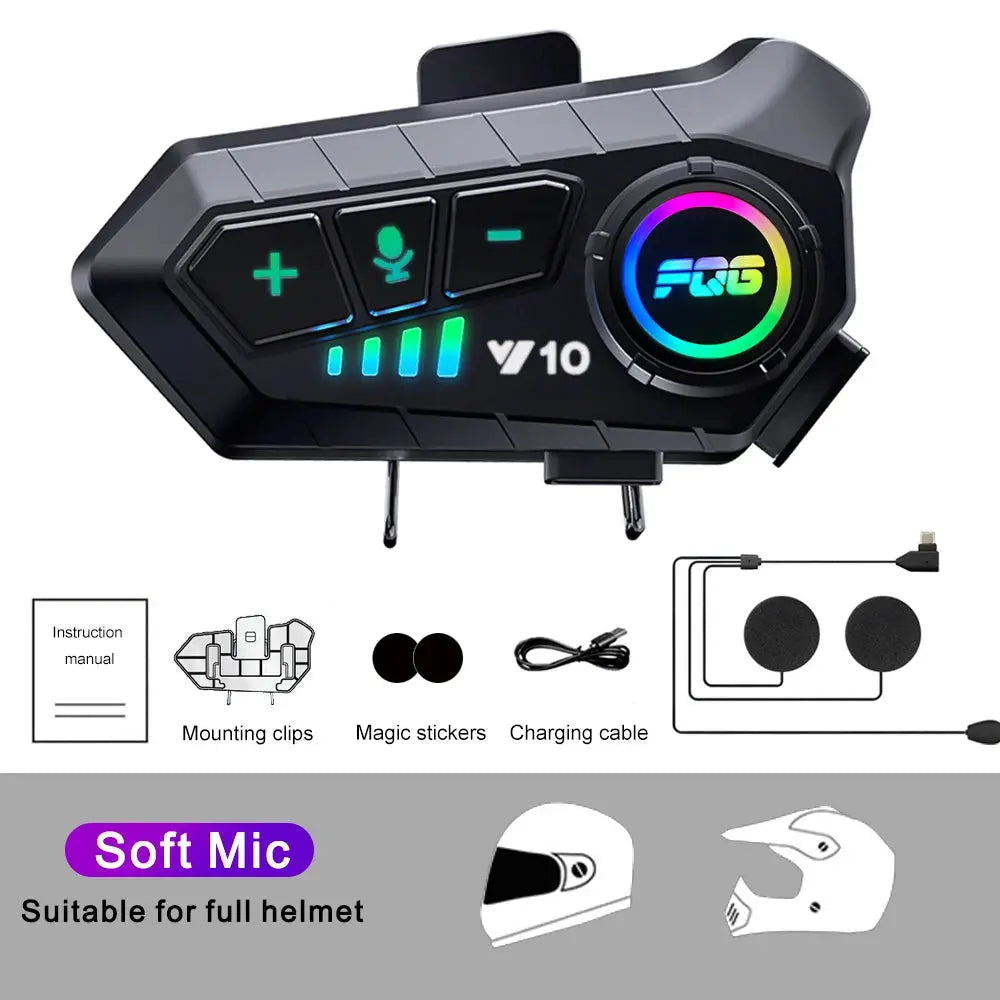Bluetooth 5.3 Helmet Headset Wireless Hands-free Call Phone Kit Motorcycle Waterproof Earphone MP3 Music Player Speaker for Moto PowerGlide Motors & Accessories