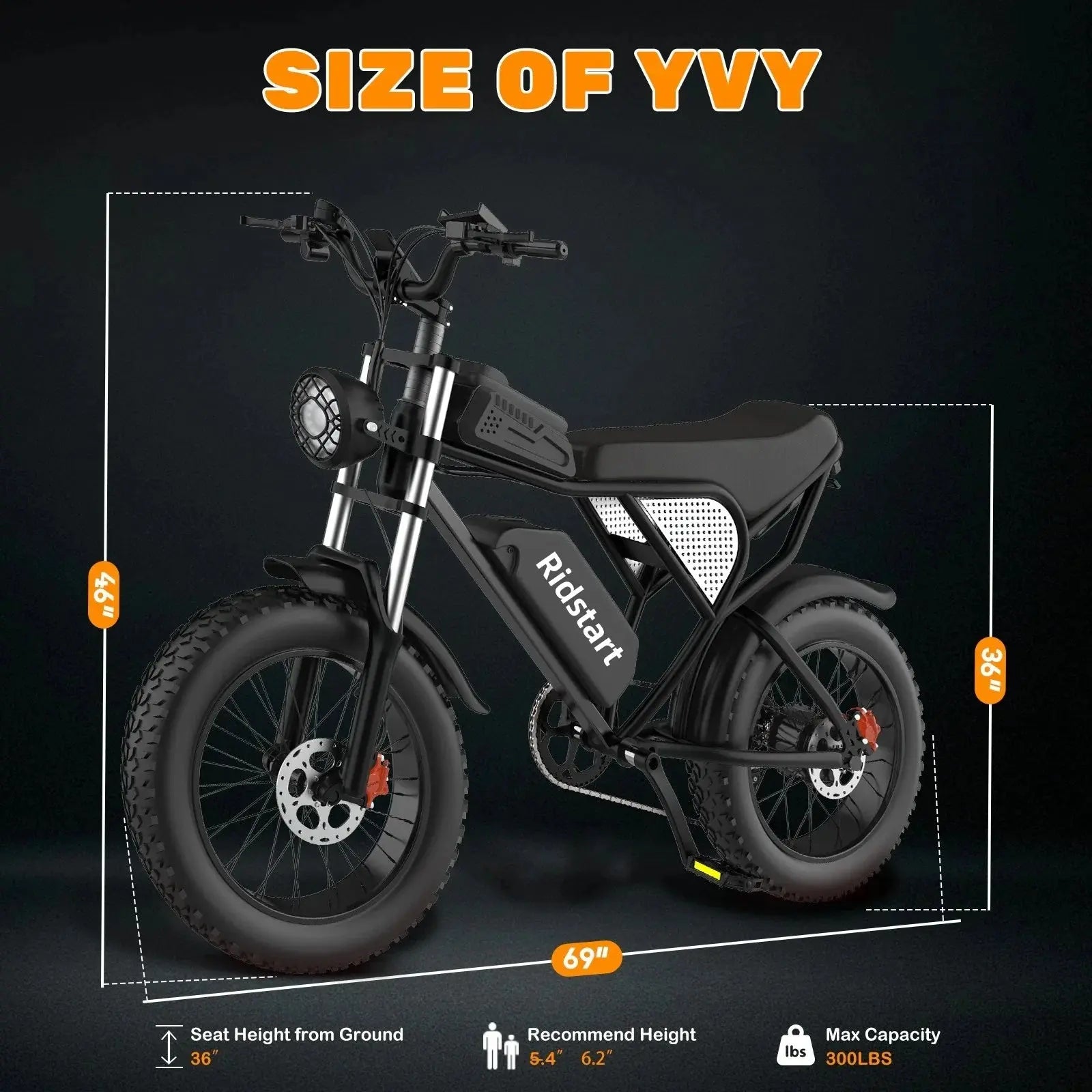 Ridstar Q20Lite Electric Bicycle 1500W Motor 48V15AH Lithium Battery 30MPH Electric Bike 20x4" Fat Tire Snow E-bike for Adults PowerGlide Motors & Accessories
