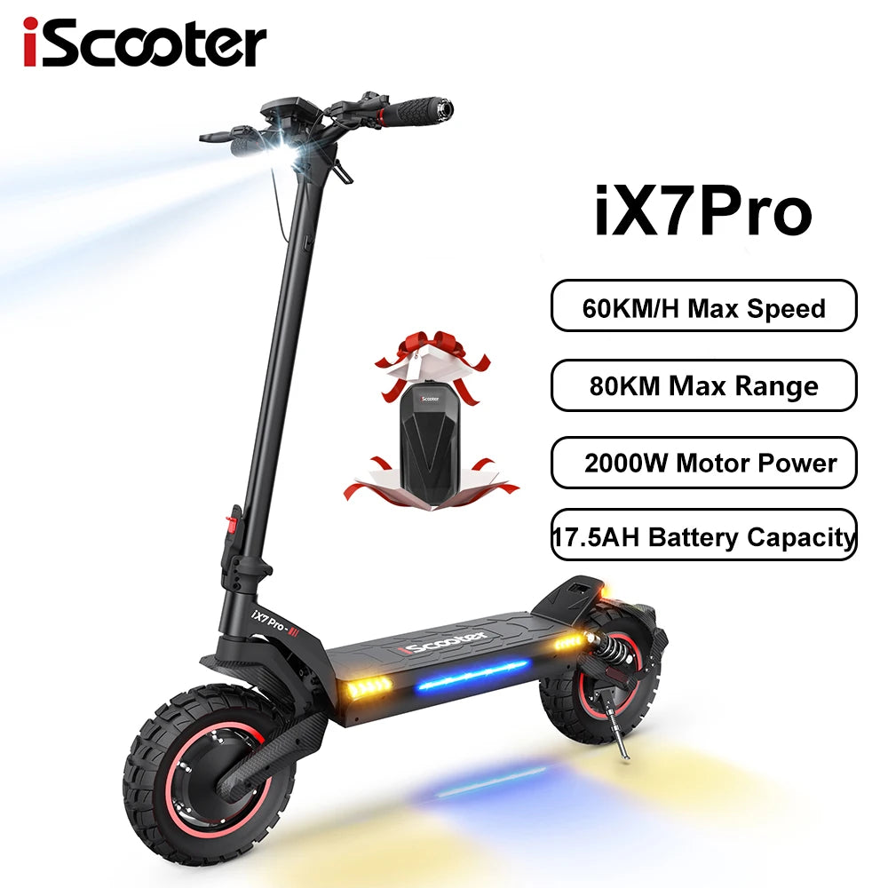 iScooter iX7 Pro Foldable Electric Kick Scooter High Speed 60 km/h 2000W 48V 17.5Ah Battery for Sports & Entertainment GUNAI EBIKE Store