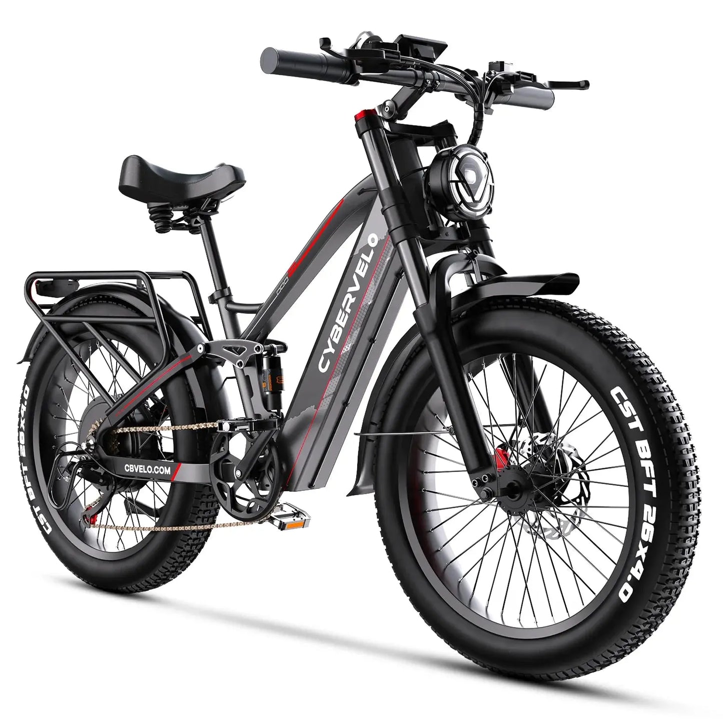 Cybervelo Strong Power Ebike, 5000W Motor Off Road Electric Bike, 100 Miles Long Range, 26"x4.0” Fat Tire, 40Ah Big Battery EK9 PowerGlide Motors & Accessories