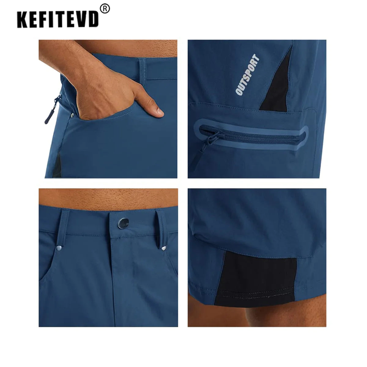 KEFITEVD Summer Men's Cargo Shorts Quick Dry Hiking Work Short Lightweight Fishing Climbing Trekking Short Outdoor Running Male