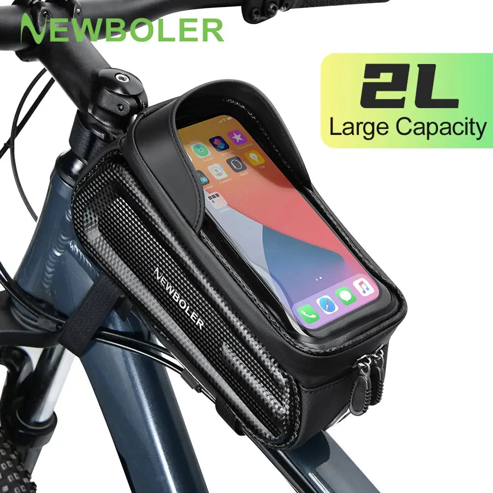 NEWBOLER 2L Bicycle Bag Cycling Top Front Tube Frame Bag Waterproof 7.2Inches Phone Case Storage Touch Screen MTB Road Bike Bag PowerGlide Motors & Accessories
